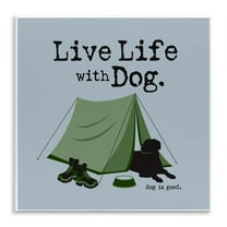 Stupell Industries Camping with Dog Animals Painting Unframed Art Print Wall Art, 12 x 12