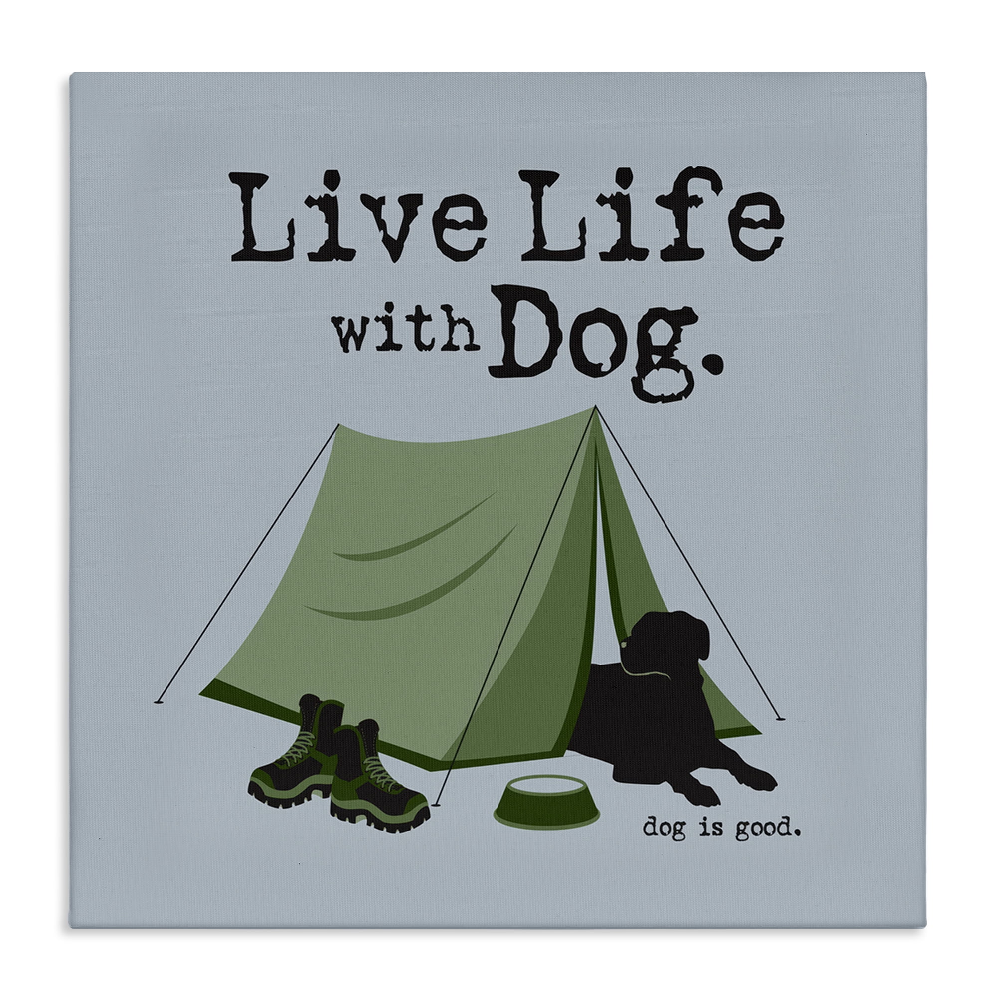 Stupell Industries Camping with Dog Animals Painting Wrapped Canvas Art Print Wall Art, 17 x 17
