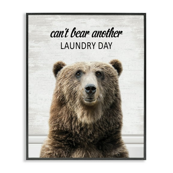 Stupell Industries Can't Bear Another Laundry Day Quotes and Sayings Painting Black Framed Art Print Wall Art, 11 x 14