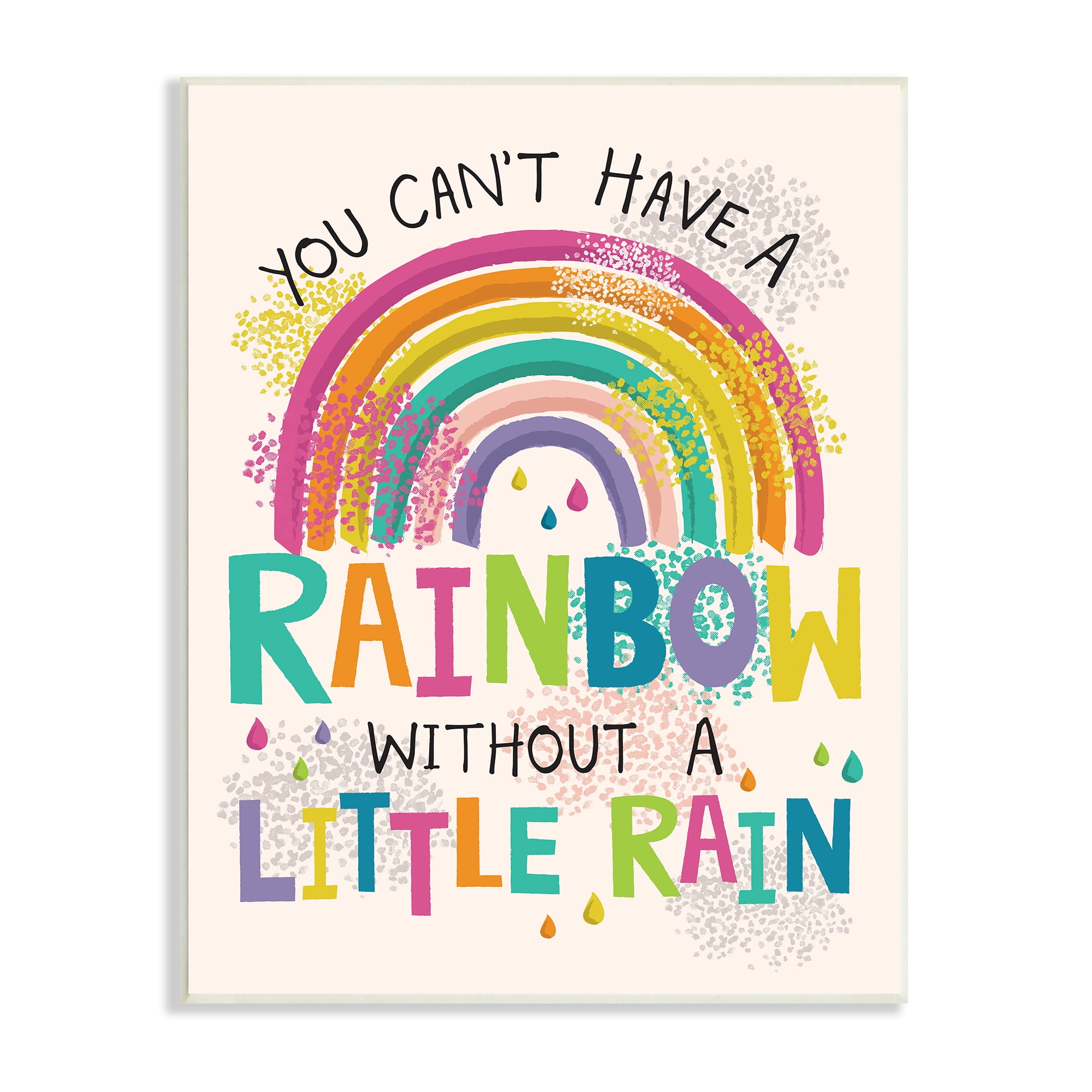 Stupell Industries Can't Have Rainbow Without Rain Phrase Inspirational Kids, 13 x 19, Design by Lisa Perry Whitebutton