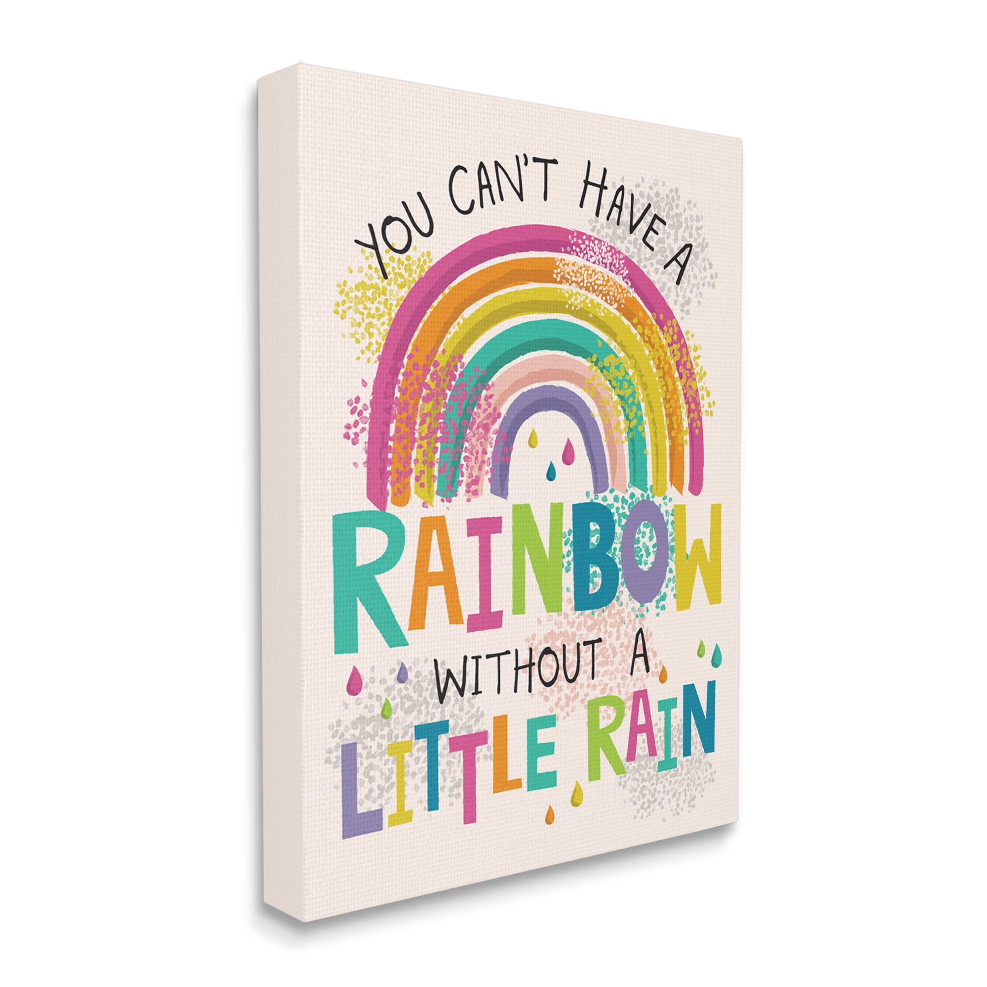 Stupell Industries Can't Have Rainbow Without Rain Phrase Inspirational Kids, 24 x 30, Design by Lisa Perry Whitebutton
