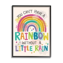 Stupell Industries Can't Have Rainbow Without Rain Phrase Inspirational Kids Inspirational Painting Black Framed Art Print Wall Art, 16 x 20