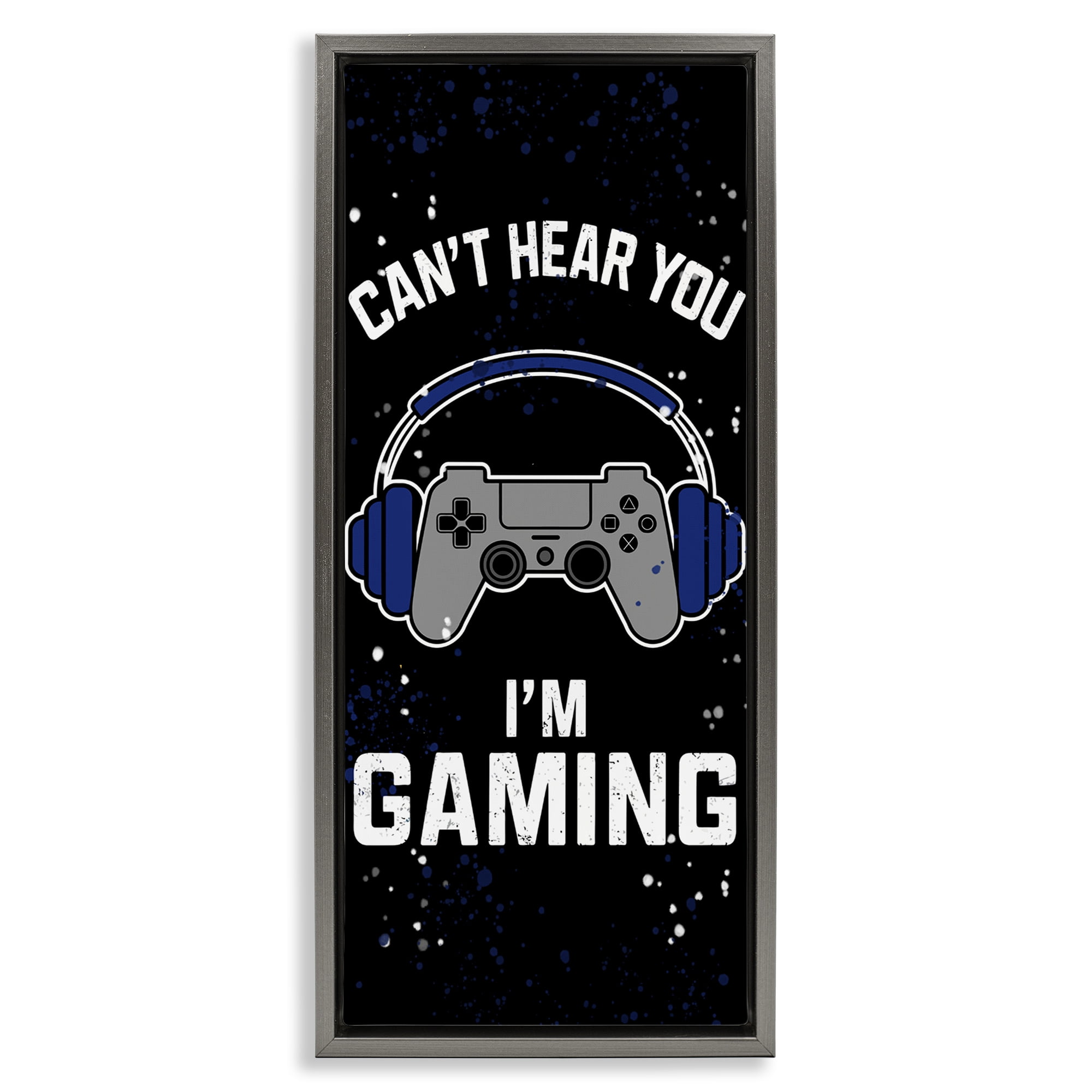 Stupell Industries Can't Hear You Gaming Gray Framed Floater Canvas Wall Art, design by Kim Allen