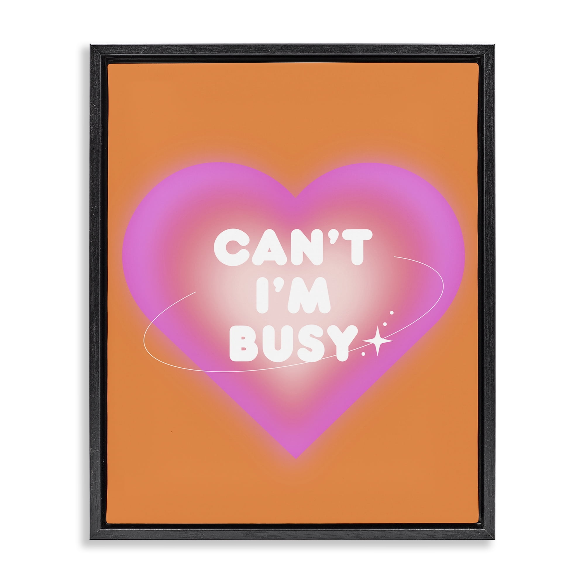 Stupell Industries Can't I'm Busy Phrase Text & Numbers Painting Black Floater Framed Canvas Art Print Wall Art, 17 x 21