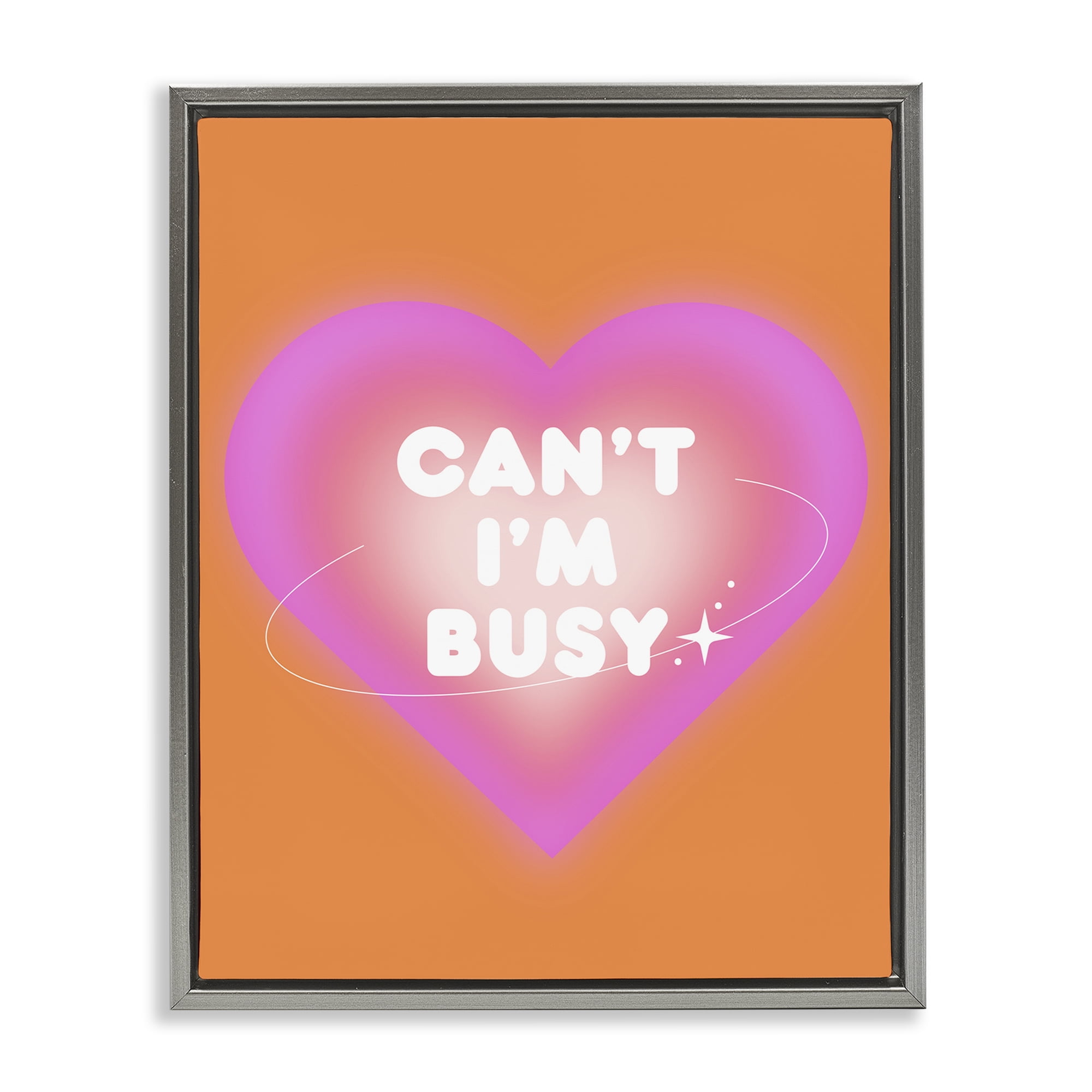 Stupell Industries Can't I'm Busy Phrase Text & Numbers Painting Gray Floater Framed Canvas Art Print Wall Art, 25 x 31