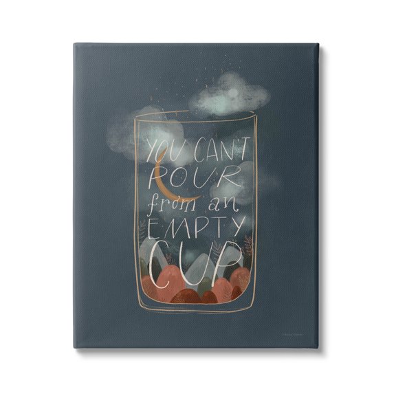 Stupell Industries Can't Pour From Empty Cup Inspirational Quote Minimal Kids Painting Gallery-Wrapped Canvas Print Wall Art, 30 x 40, Design by Rachel Nieman