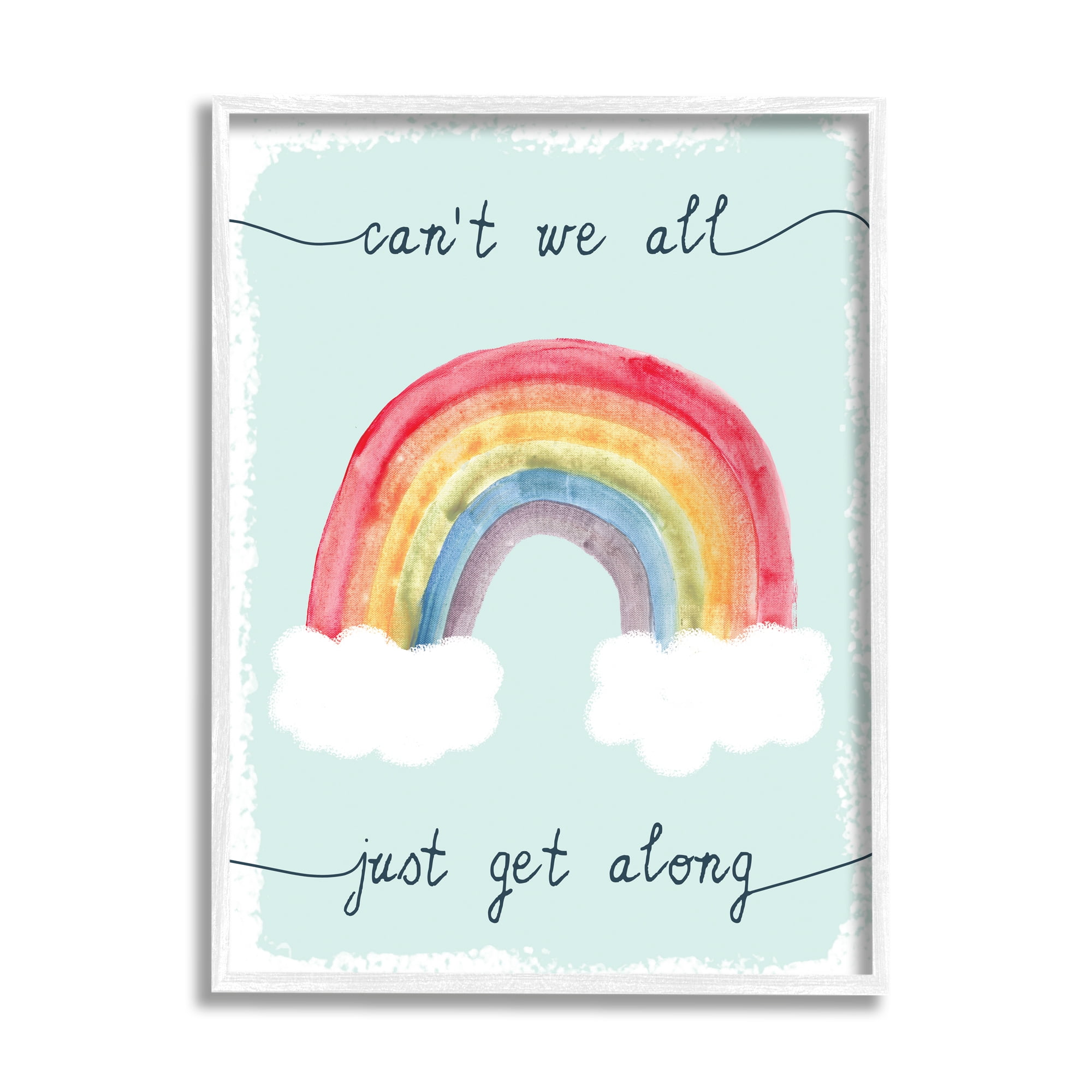 Stupell Industries Can't We All Get Along Quote Rainbow Clouds, 16 x 20, Designed by Daphne Polselli