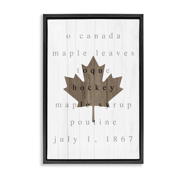 Stupell Industries Canada History Maple Leaf Black Framed Floater Canvas Wall Art design by Lil' Rue, 25 x 17