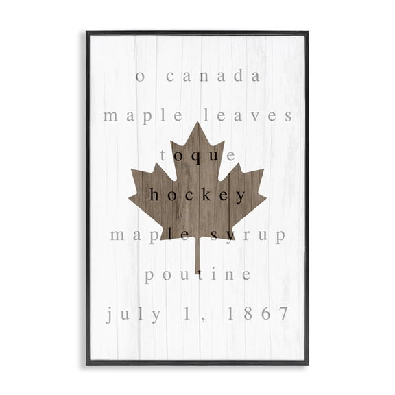 Stupell Industries Canada History Maple Leaf Black Framed Giclee Art design by Lil' Rue, 18 x 12