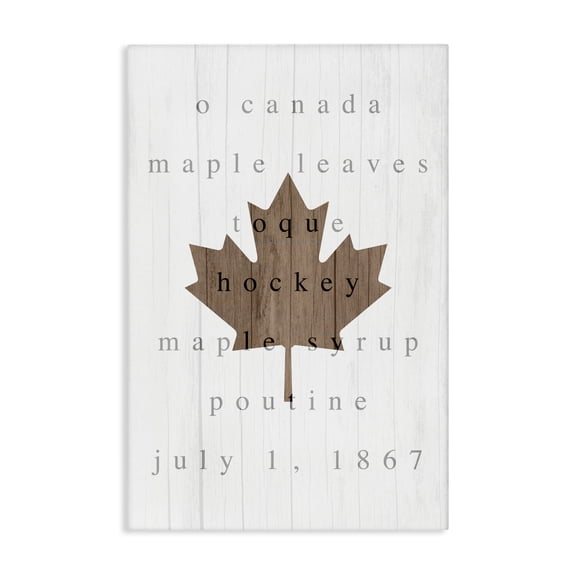 Stupell Industries Canada History Maple Leaf Canvas Wall Art design by Lil' Rue, 24 x 16