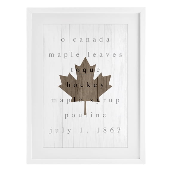 Stupell Industries Canada History Maple Leaf White Framed Print Under Glass design by Lil' Rue, 23 x 17