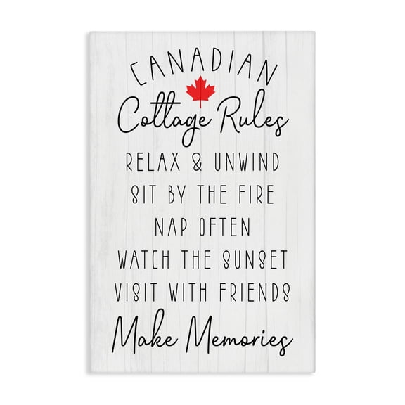 Stupell Industries Canadian Cottage Rules Canvas Wall Art design by Lil' Rue, 36 x 24