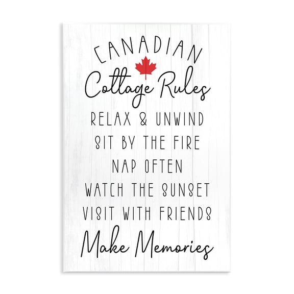 Stupell Industries Canadian Cottage Rules Wall Plaque Art design by Lil' Rue, 19 x 13