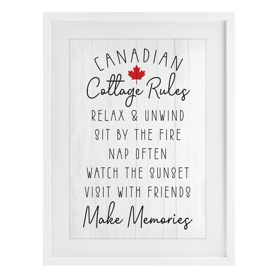 Stupell Industries Canadian Cottage Rules White Framed Print Under Glass design by Lil' Rue, 23 x 17