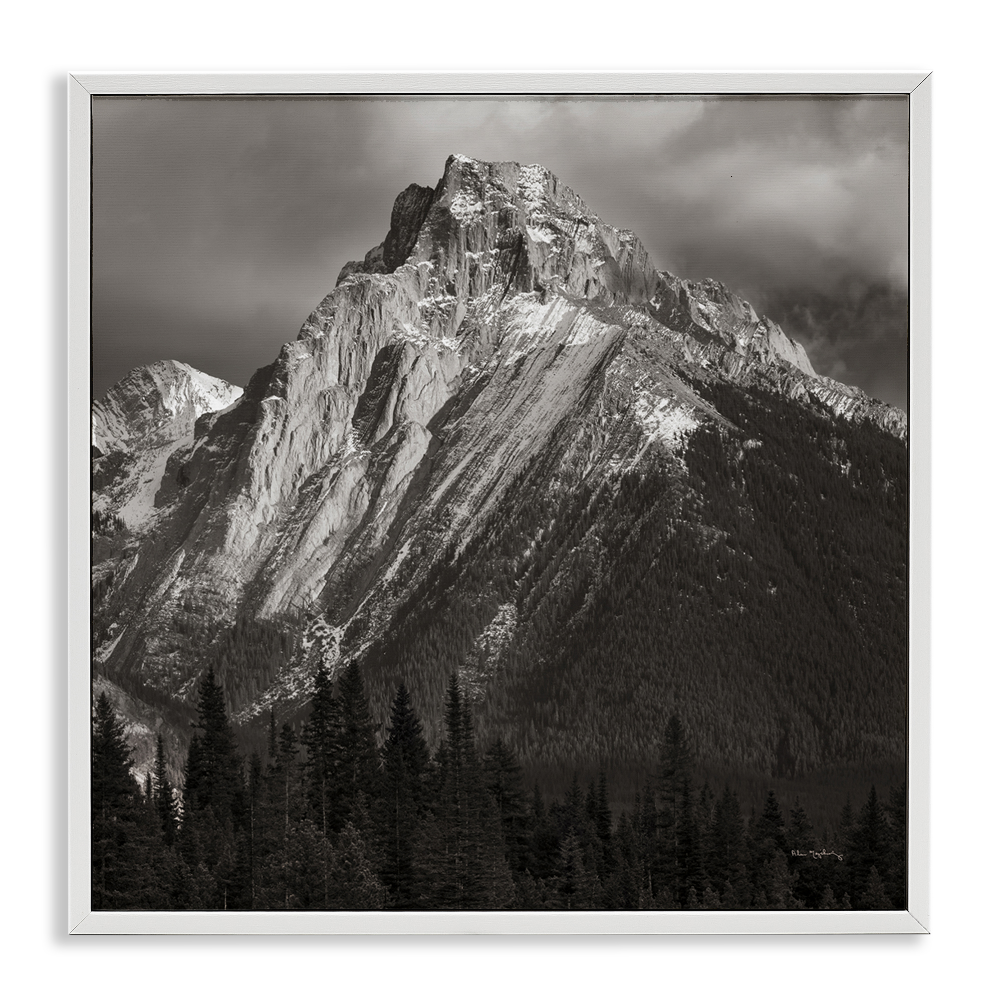 Stupell Industries Canadian Rockies View Landscape & Nature Photography White Framed Art Print Wall Art, 12 x 12
