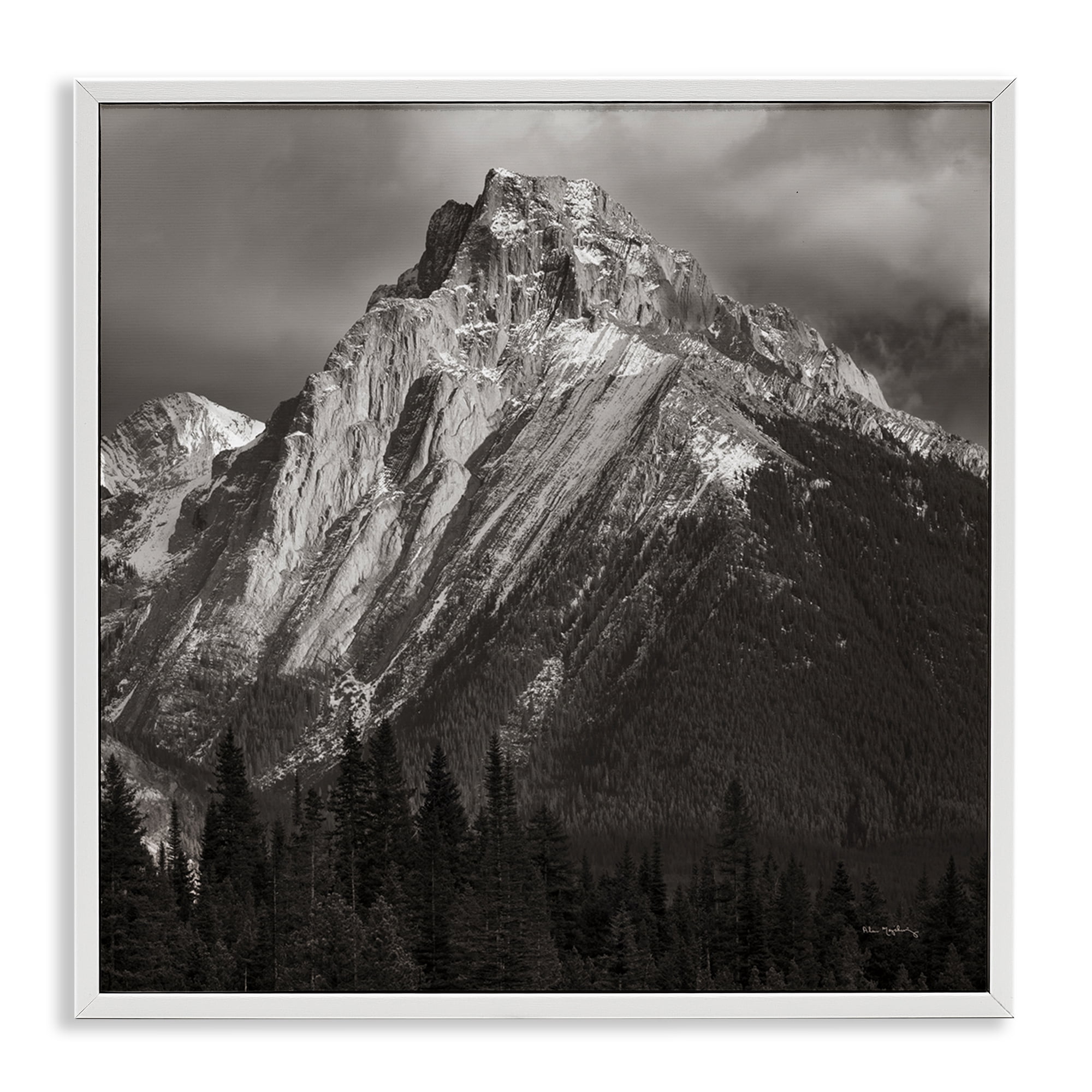 Stupell Industries Canadian Rockies View Landscape & Nature Photography White Framed Art Print Wall Art, 17 x 17