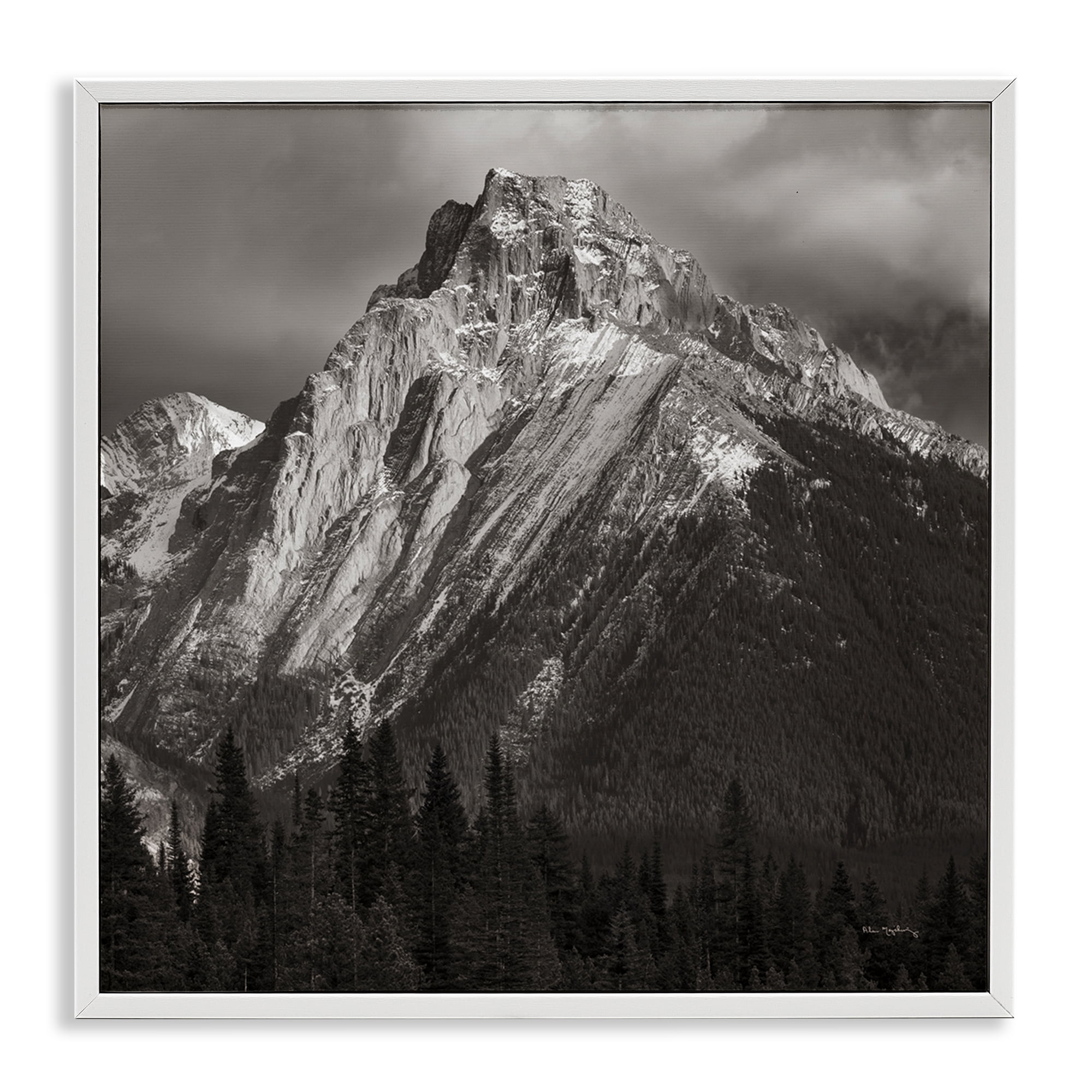 Stupell Industries Canadian Rockies View Landscape & Nature Photography White Framed Art Print Wall Art, 24 x 24