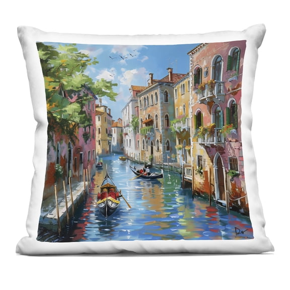 Stupell Industries Canal Boat Ride in City Decorative Printed Throw Pillow design by LSR Creative Studio, 18 x 7 x 18