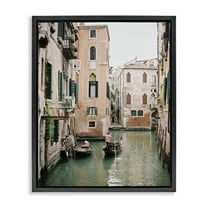 Stupell Industries Canal Gondolas Scene Town & City Photography Black Floater Framed Art Print Wall Art, 17 x 21