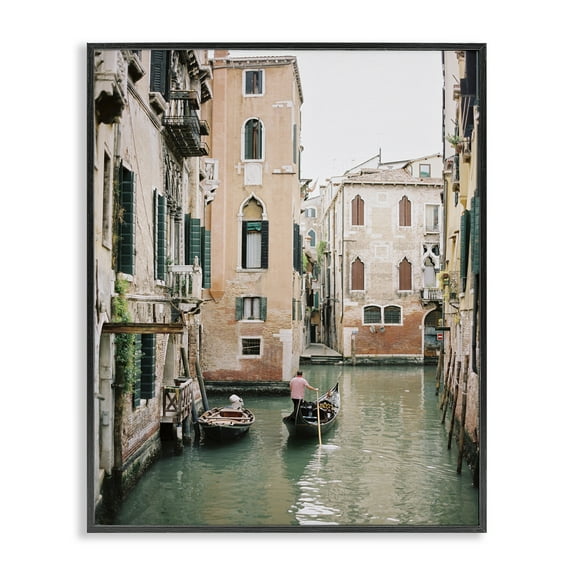 Stupell Industries Canal Gondolas Scene Town & City Photography Black Framed Art Print Wall Art, 11 x 14