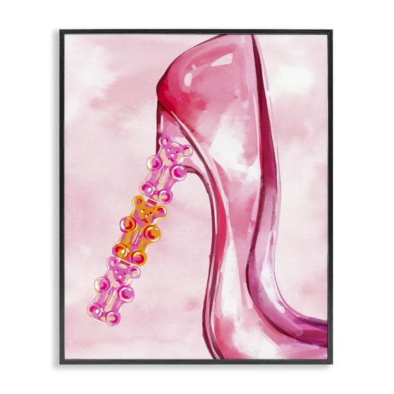 Stupell Industries Candy Bear Heel Beauty & Fashion Painting Black Framed Art Print Wall Art, 11 x 14