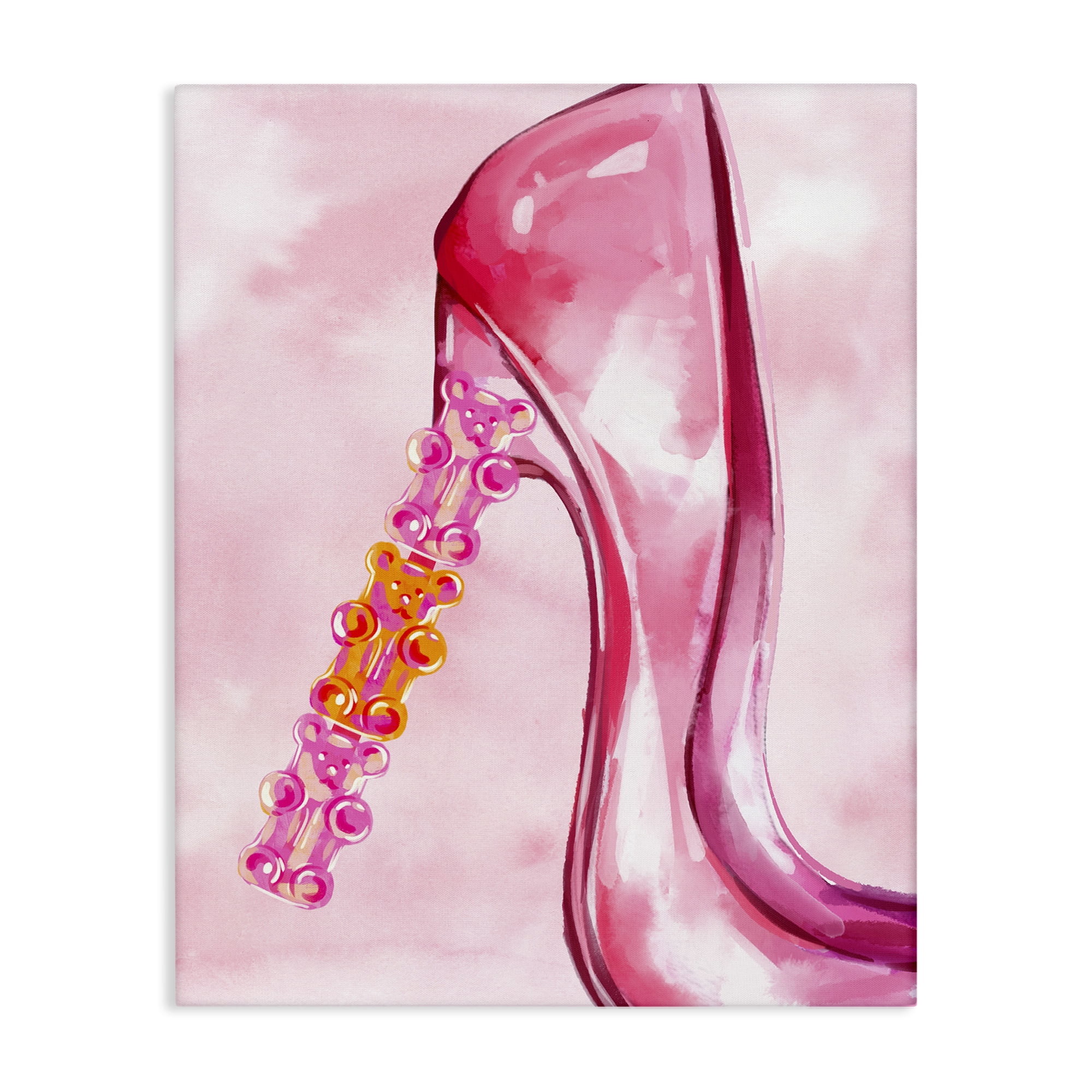 Stupell Industries Candy Bear Heel Beauty & Fashion Painting Gallery Wrapped Canvas Art Print Wall Art, 30 x 40