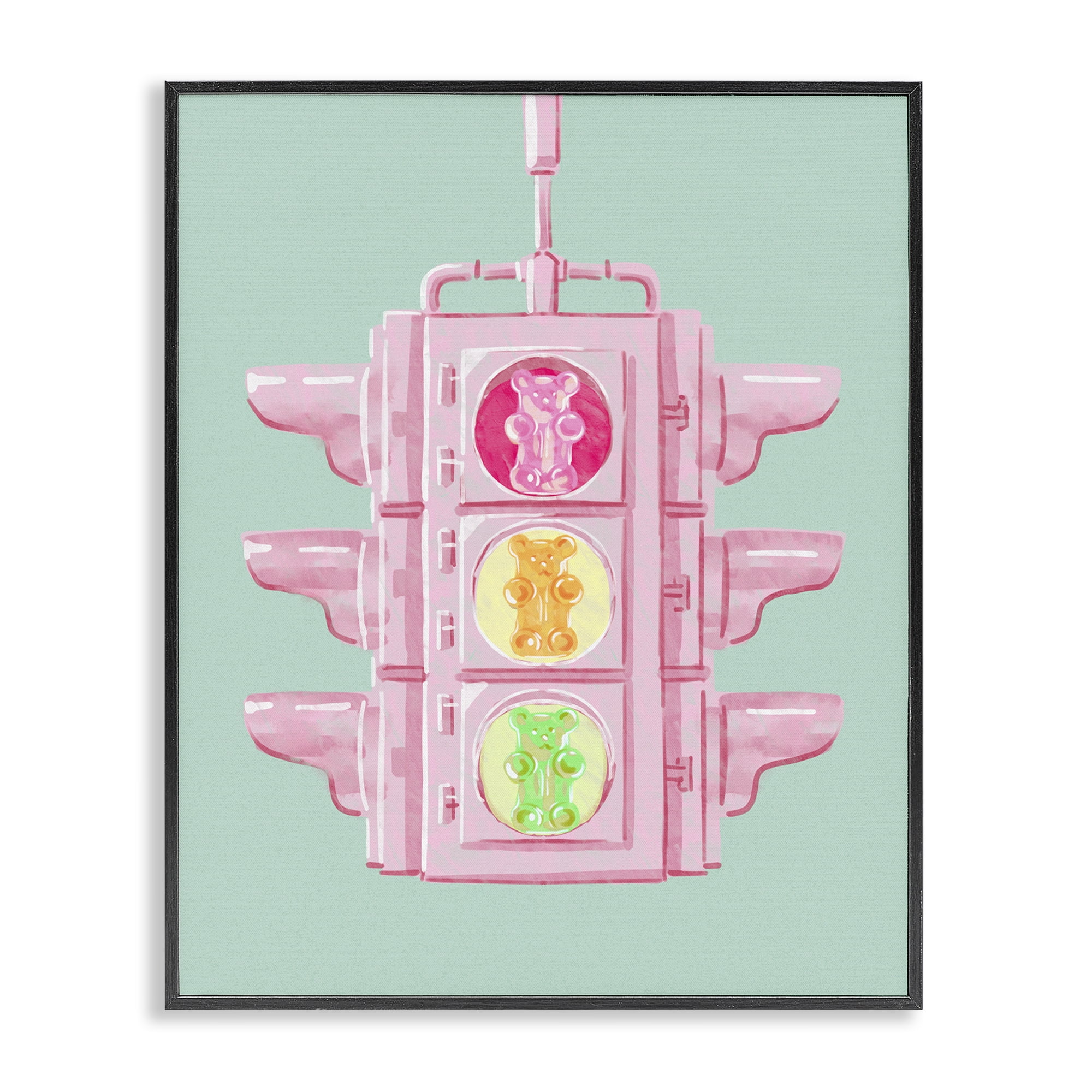 Stupell Industries Candy Bears Traffic Light Novelty Painting Black Framed Art Print Wall Art, 16 x 20