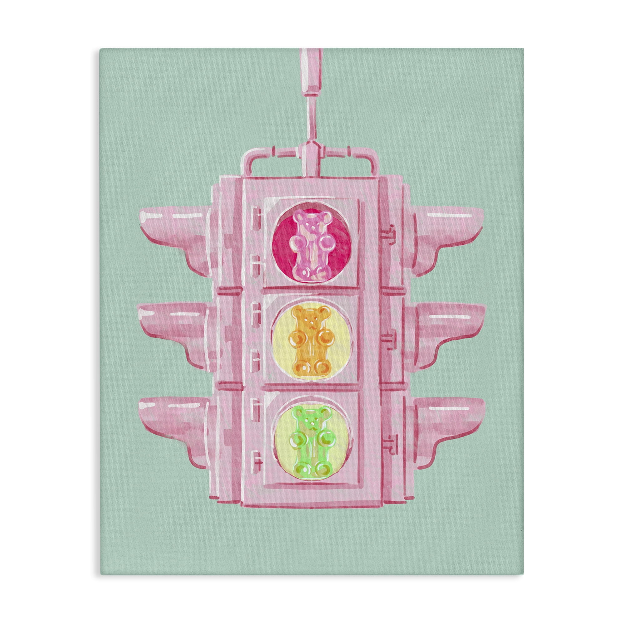 Stupell Industries Candy Bears Traffic Light Novelty Painting Gallery Wrapped Canvas Art Print Wall Art, 24 x 30