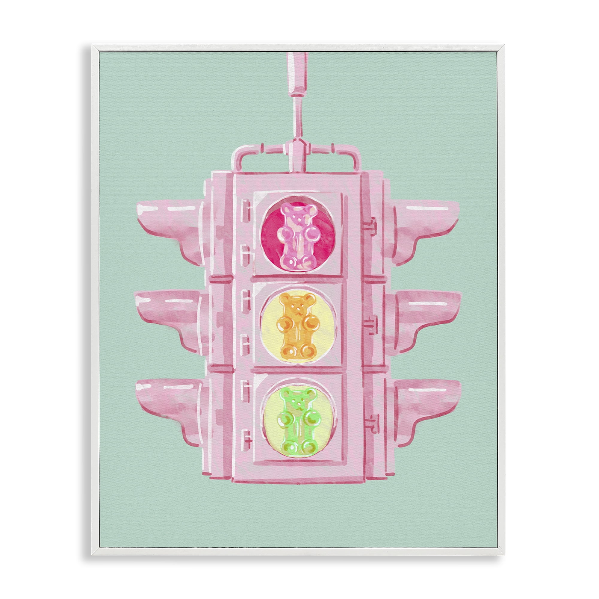Stupell Industries Candy Bears Traffic Light Novelty Painting White Framed Art Print Wall Art, 16 x 20