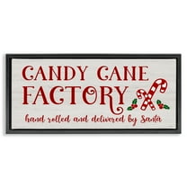 Stupell Industries Candy Cane Factory Holiday Painting Black Floater Framed Canvas Art Prints Wall Art, 25 x 11