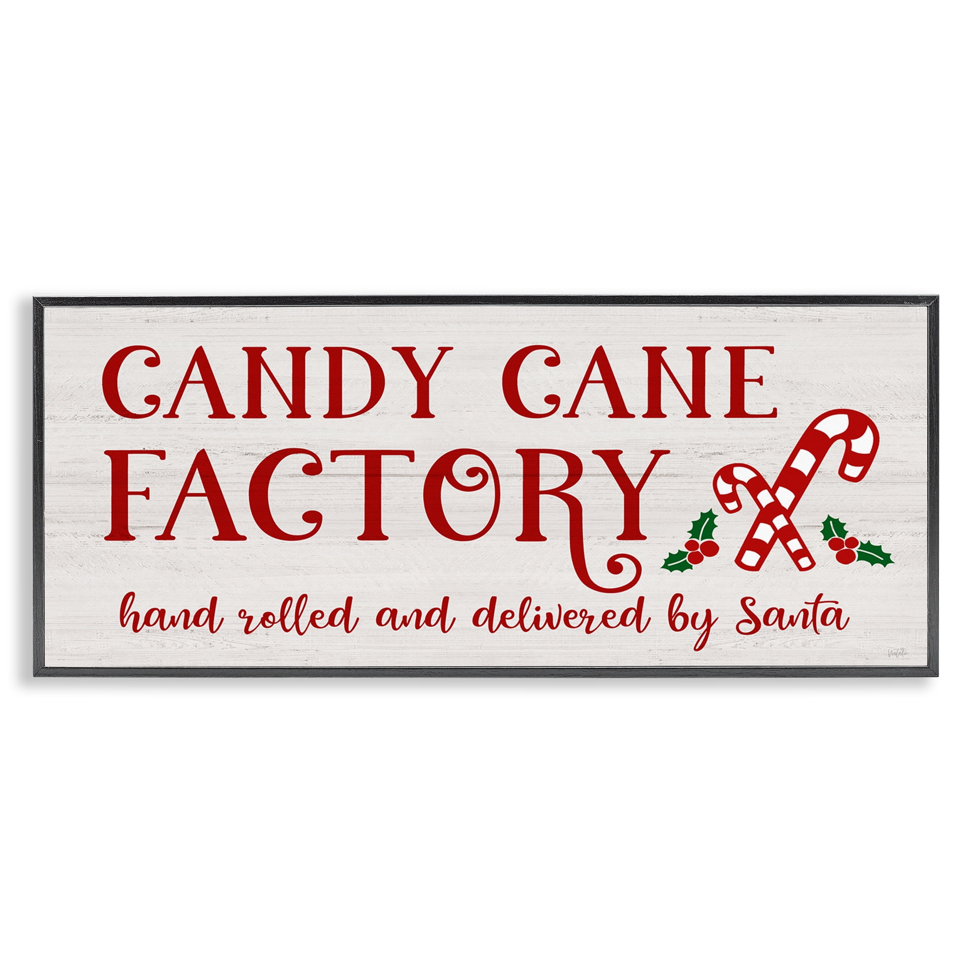 Stupell Industries Candy Cane Factory Holiday Painting Black Framed Art Prints Wall Art, 24 x 10