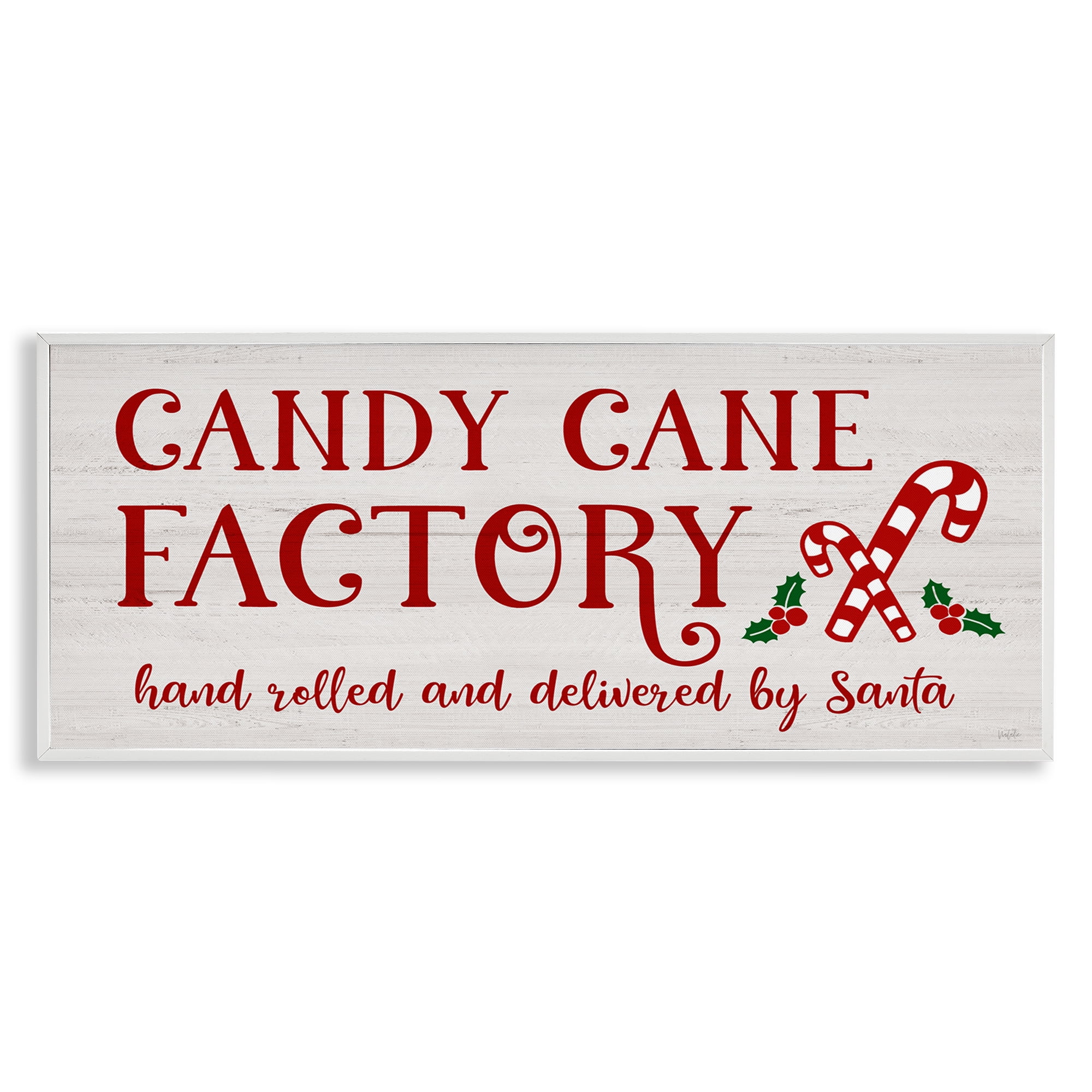 Stupell Industries Candy Cane Factory Holiday Painting White Framed Art Prints Wall Art, 24 x 10