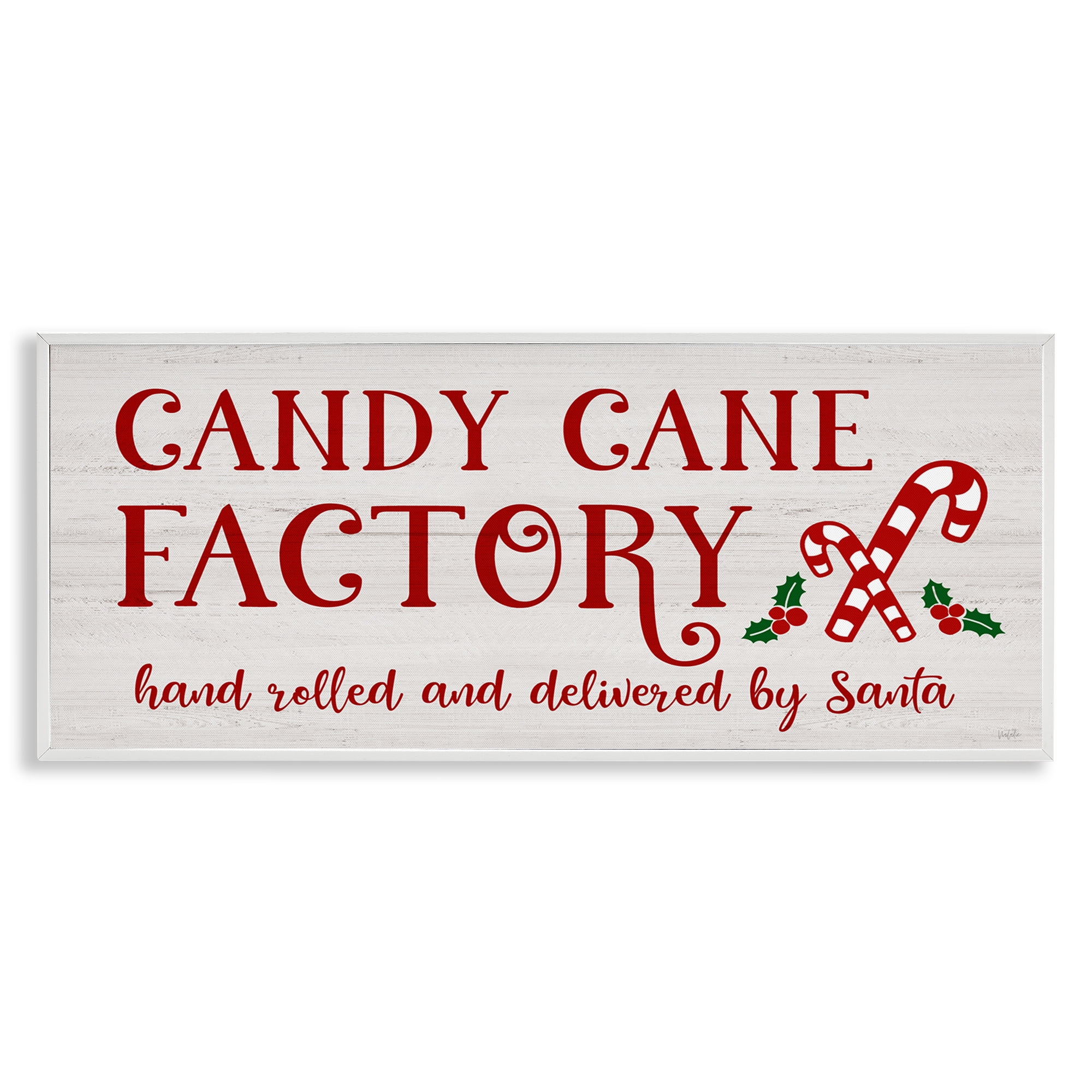 Stupell Industries Candy Cane Factory Holiday Painting White Framed Art Prints Wall Art, 30 x 13