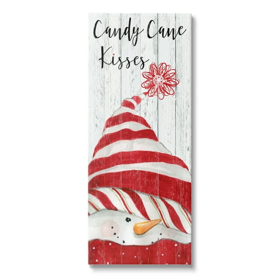 Stupell Industries Candy Cane Kisses Phrase Holiday Painting Gallery Wrapped Canvas Print Wall Art, 17 x 40