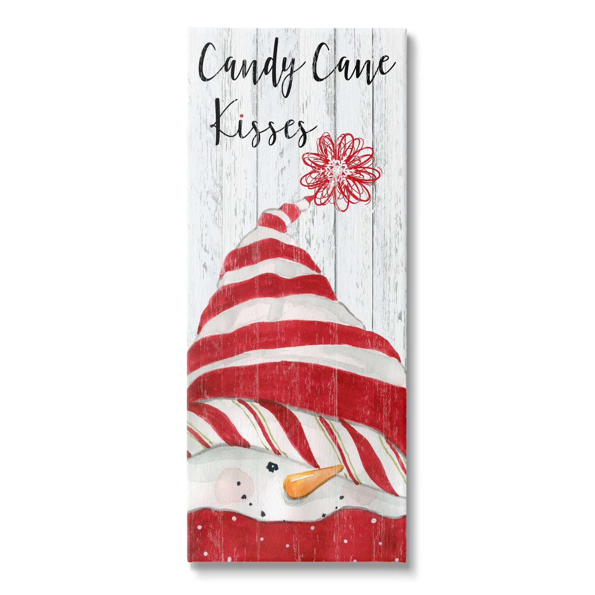 Stupell Industries Candy Cane Kisses Phrase Holiday Painting Gallery Wrapped Canvas Print Wall Art, 20 x 48