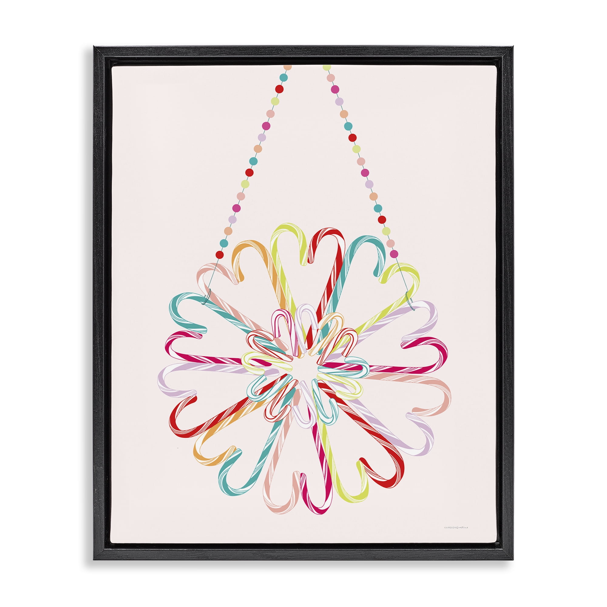 Stupell Industries Candy Cane Shapes Food & Beverage Painting Black Floater Framed Art Print Wall Art, 25 x 31