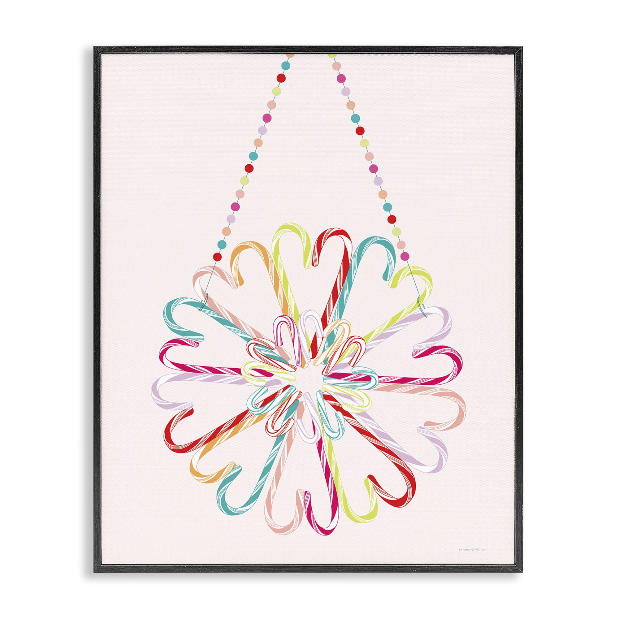 Stupell Industries Candy Cane Shapes Food & Beverage Painting Black Framed Art Print Wall Art, 16 x 20