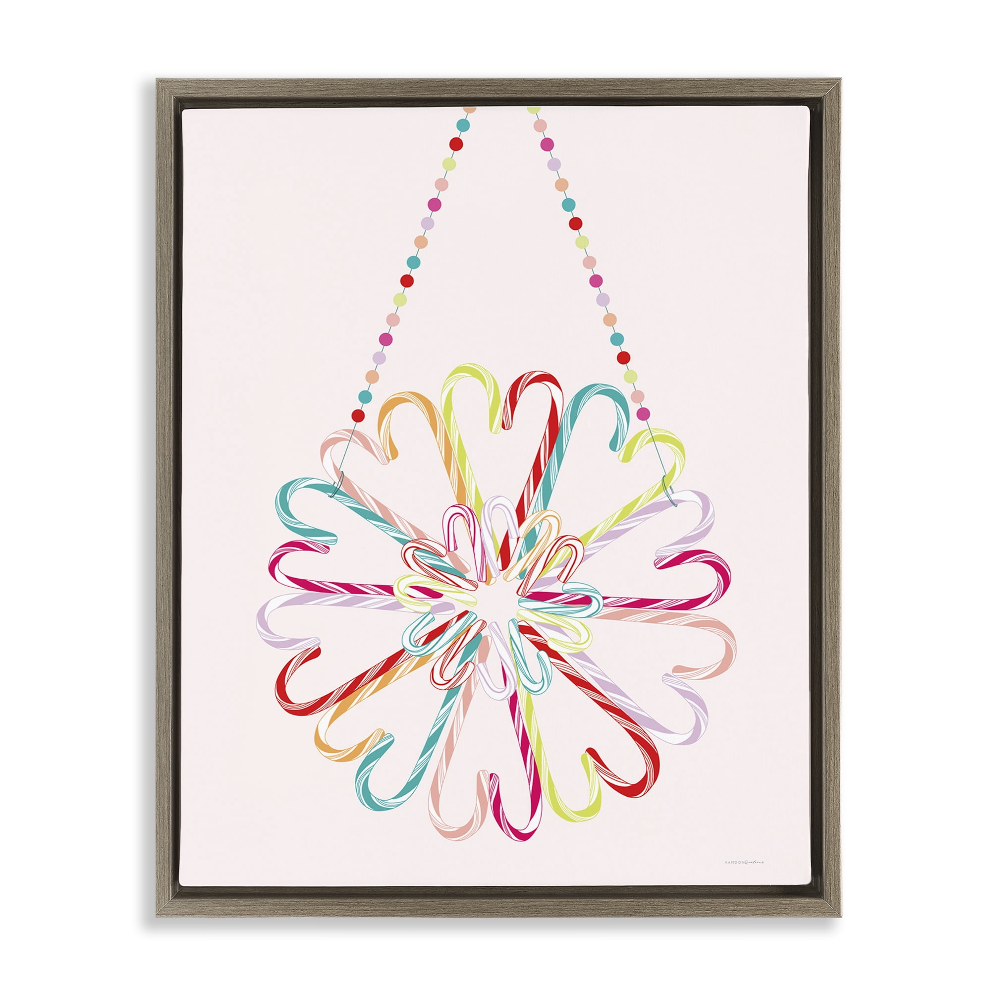 Stupell Industries Candy Cane Shapes Food & Beverage Painting Brown Floater Framed Art Print Wall Art, 17 x 21