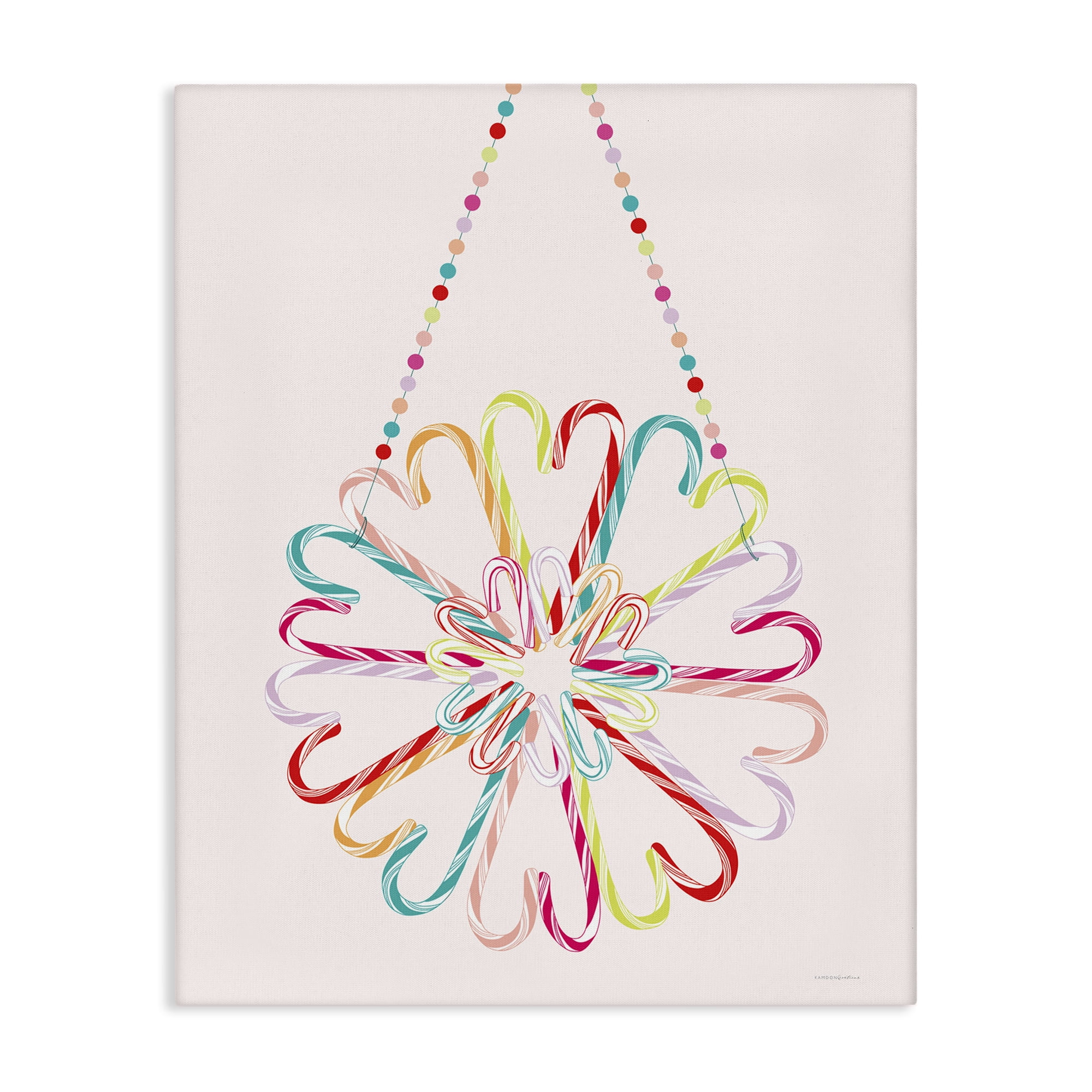 Stupell Industries Candy Cane Shapes Food & Beverage Painting Gallery Wrapped Canvas Art Print Wall Art, 16 x 20