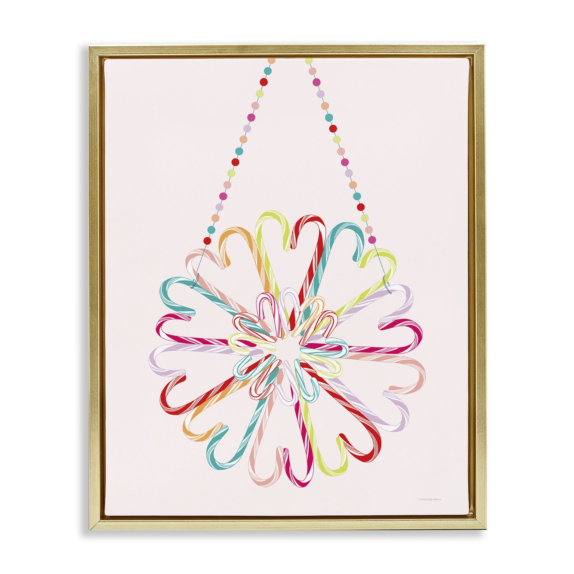 Stupell Industries Candy Cane Shapes Food & Beverage Painting Gold Floater Framed Art Print Wall Art, 17 x 21