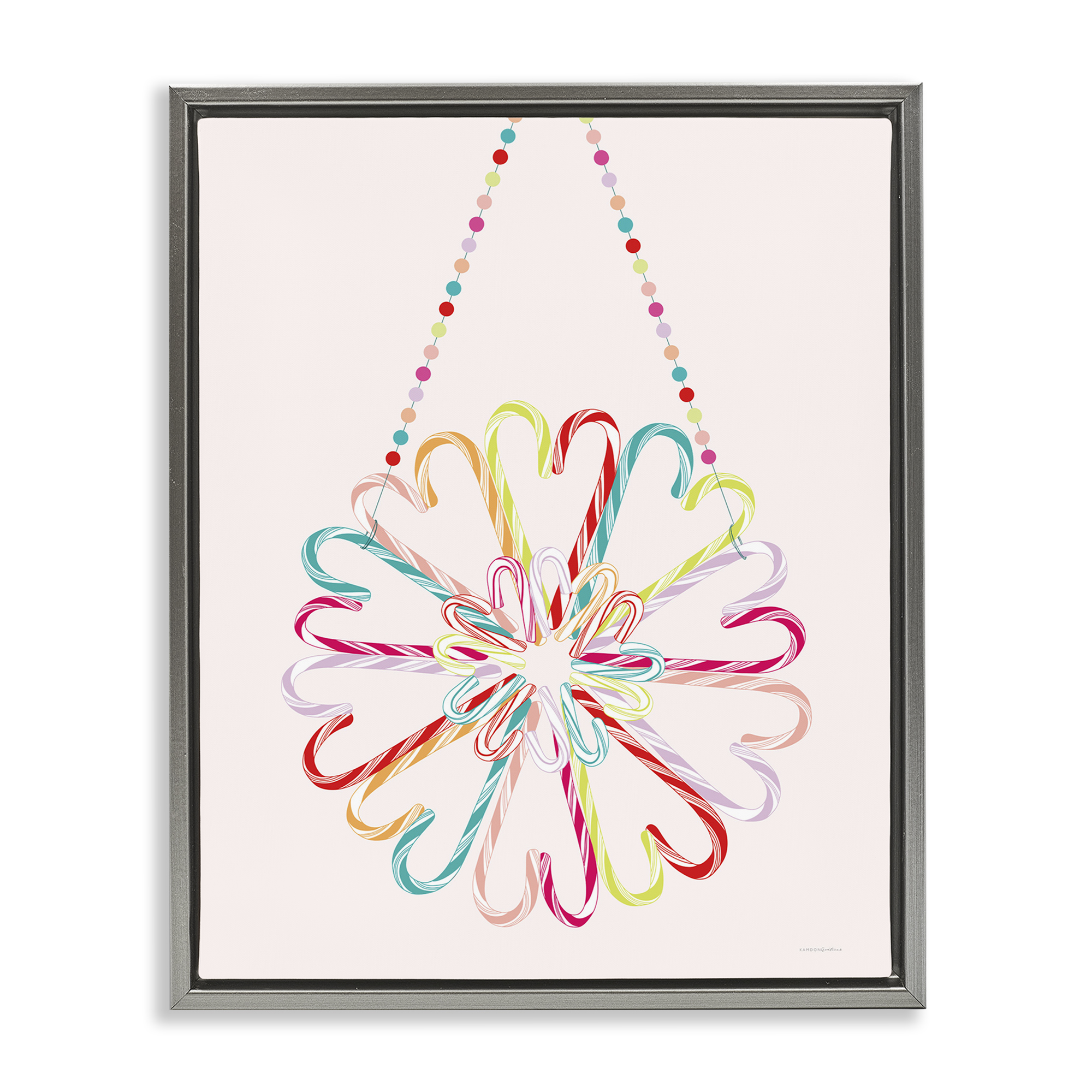 Stupell Industries Candy Cane Shapes Food & Beverage Painting Gray Floater Framed Art Print Wall Art, 17 x 21