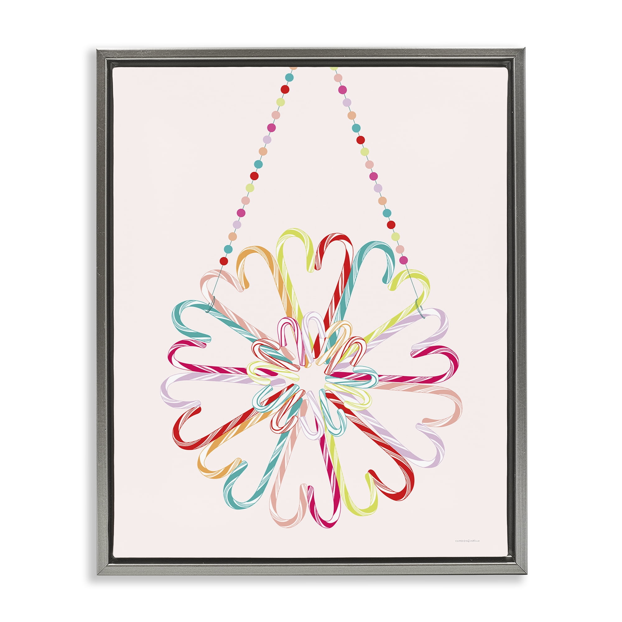 Stupell Industries Candy Cane Shapes Food & Beverage Painting Gray Floater Framed Art Print Wall Art, 25 x 31