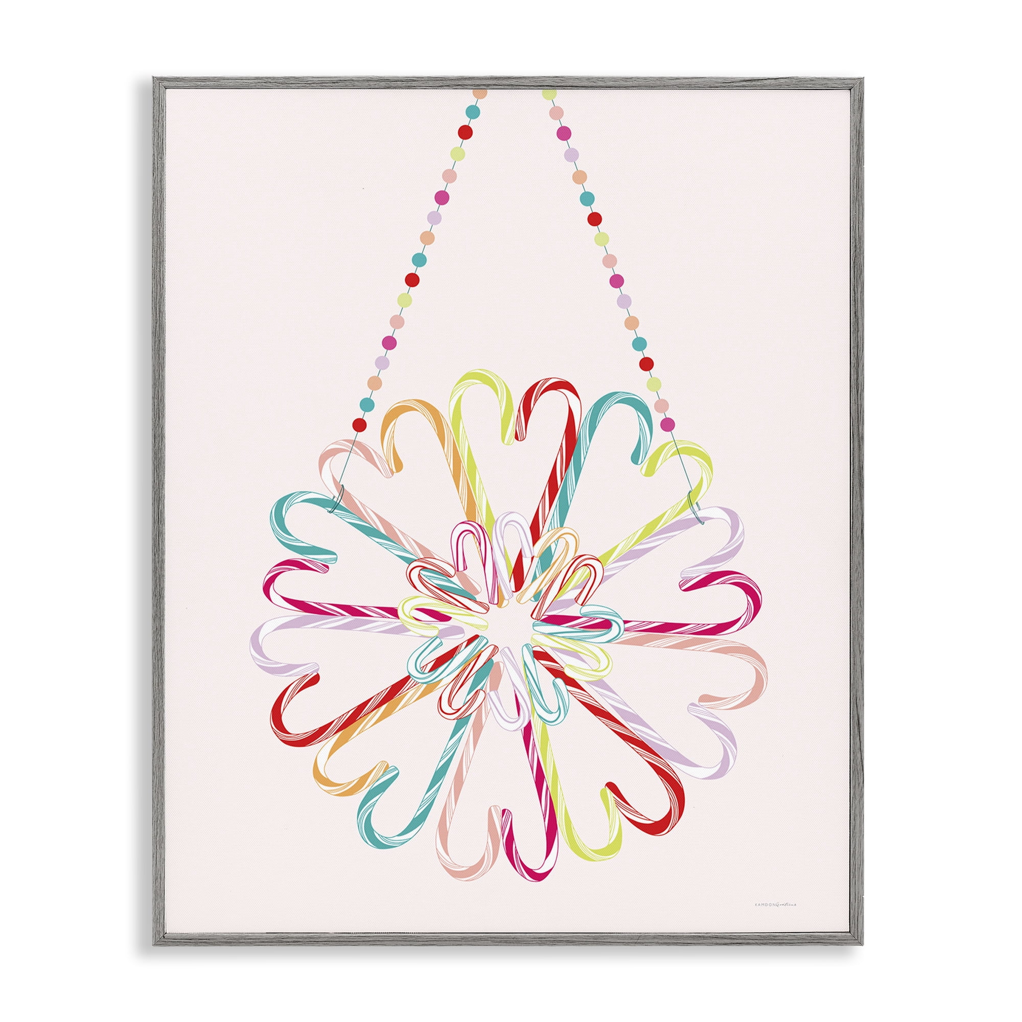 Stupell Industries Candy Cane Shapes Food & Beverage Painting Gray Framed Art Print Wall Art, 16 x 20