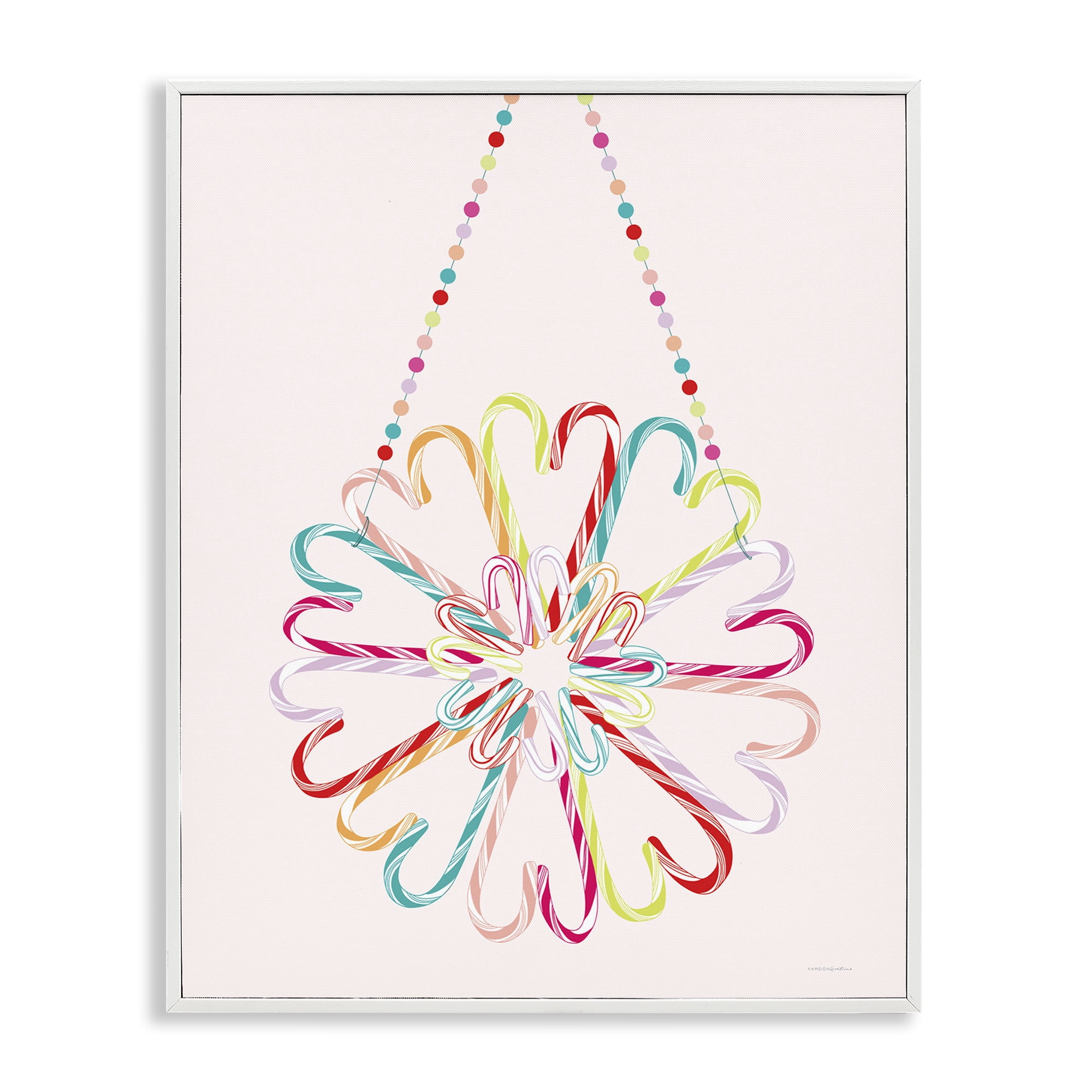 Stupell Industries Candy Cane Shapes Food & Beverage Painting White Framed Art Print Wall Art, 16 x 20