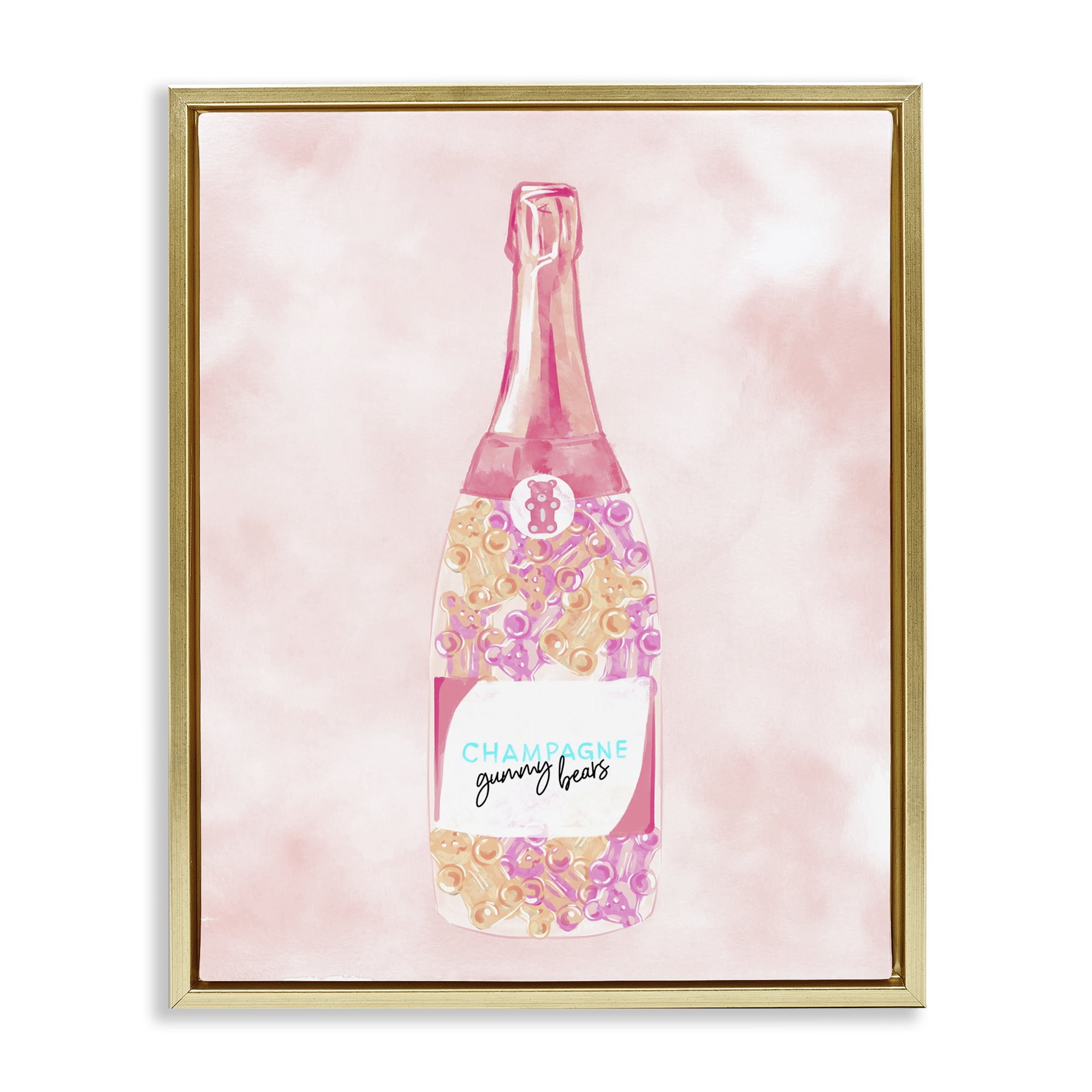 Stupell Industries Candy Filled Champagne Food & Beverage Painting Gold Floater Framed Art Print Wall Art, 17 x 21
