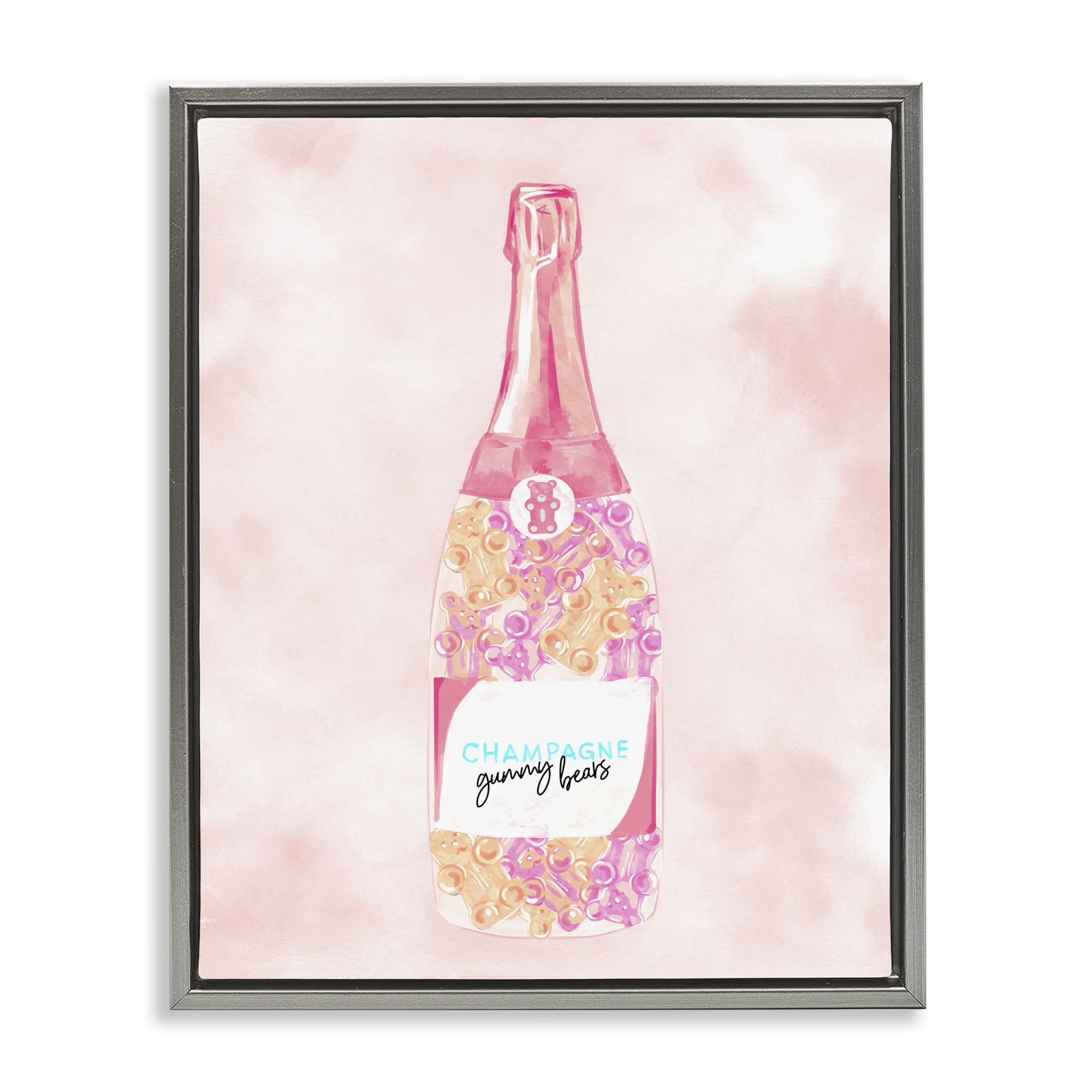 Stupell Industries Candy Filled Champagne Food & Beverage Painting Gray Floater Framed Art Print Wall Art, 17 x 21