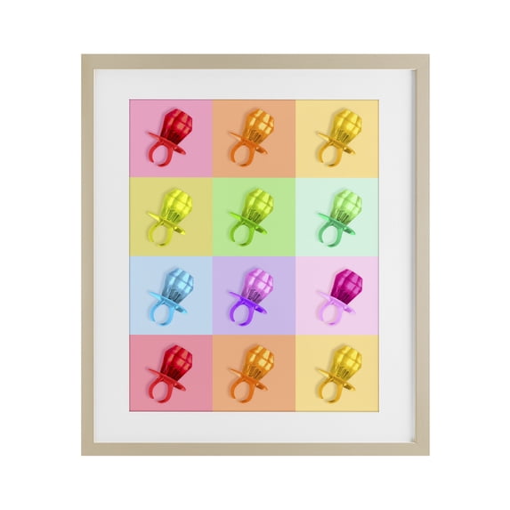 Stupell Industries Eclectic Candy Gem Pop Grid Birch Framed Print Under Glass, 13 x 16, by LISH Creative