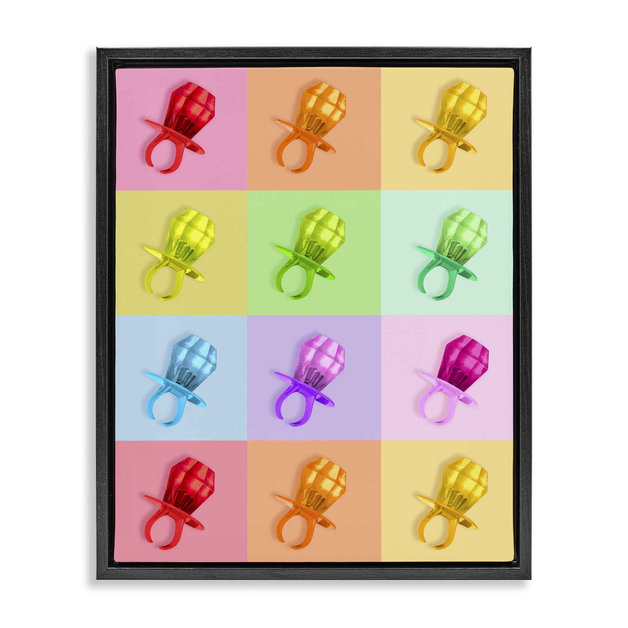 Stupell Industries Candy Gem Pop Grid Black Framed Floater Canvas Wall Art, design by LISH Creative