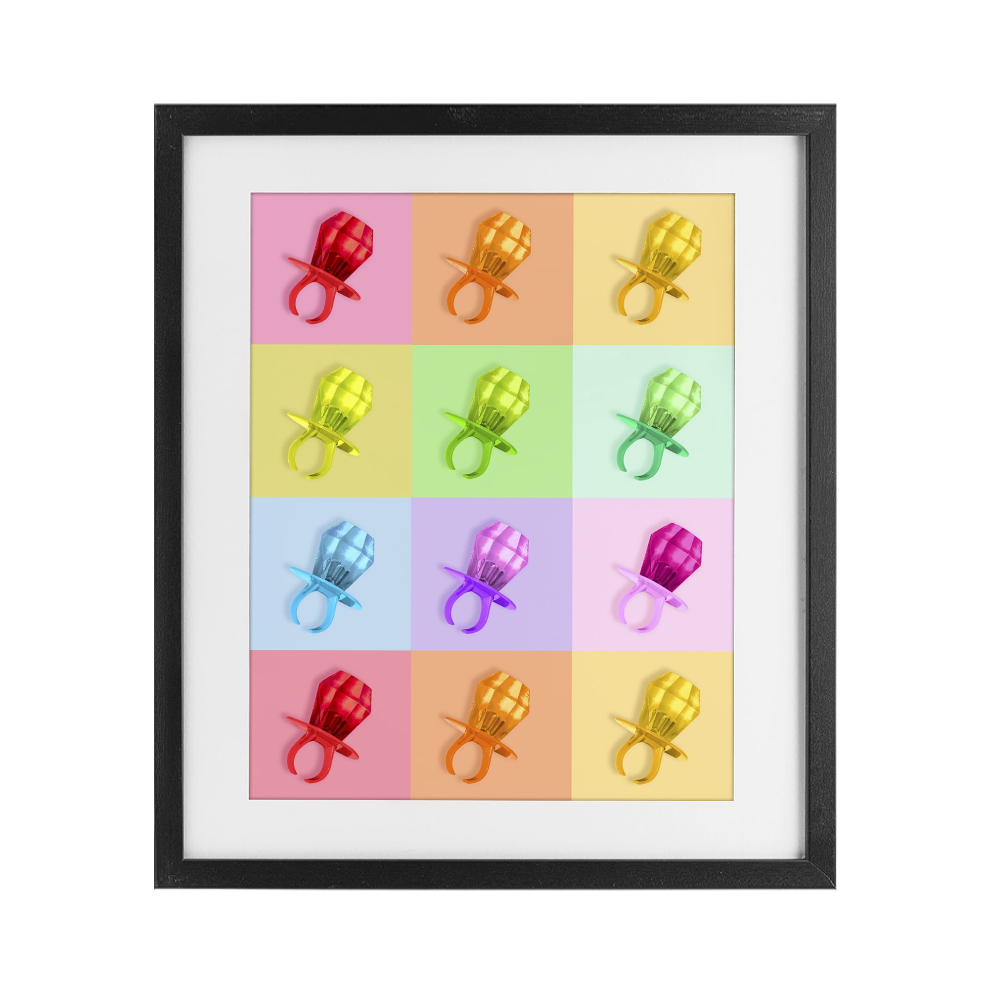 Stupell Industries Candy Gem Pop Grid Black Framed Print Under Glass, design by LISH Creative