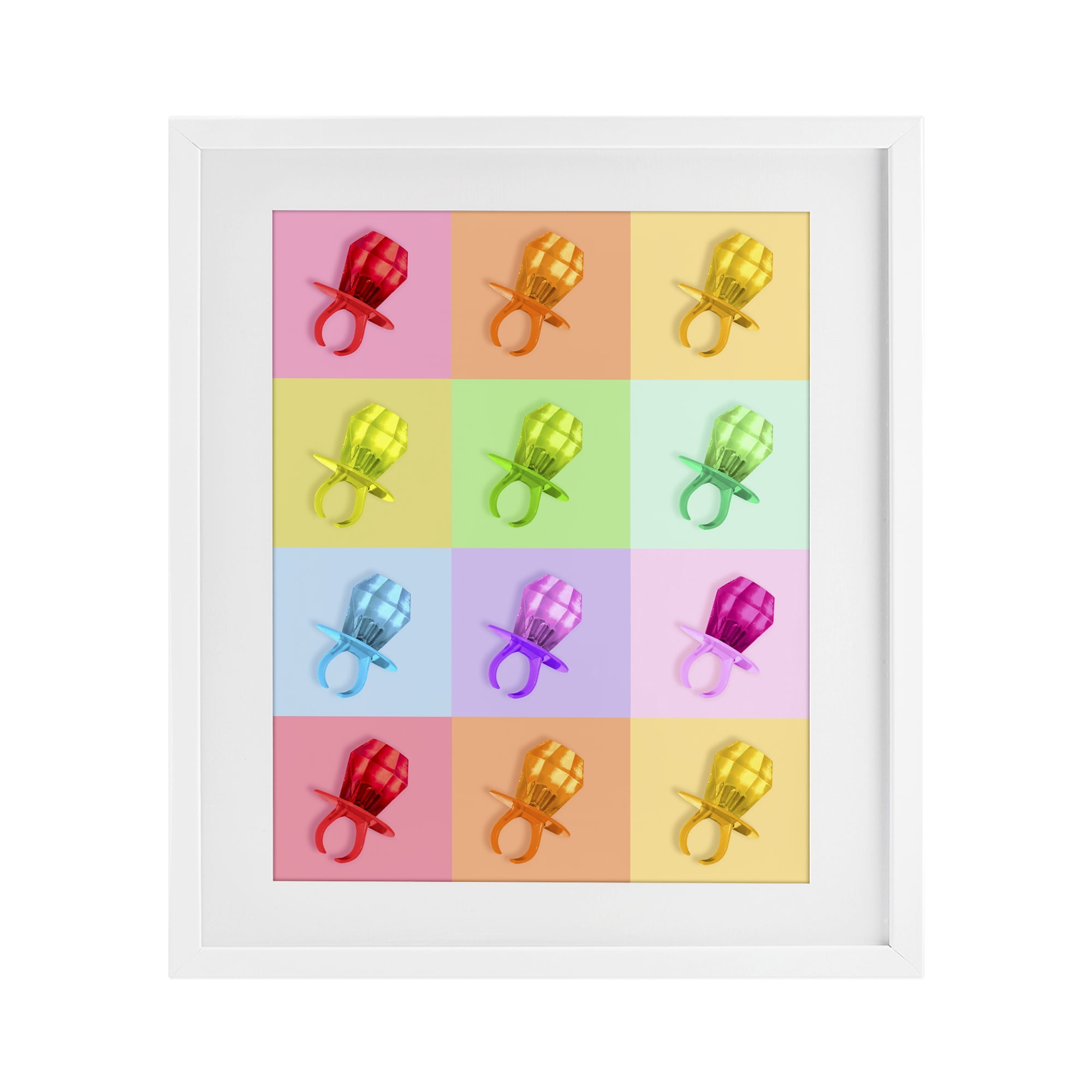Stupell Industries Candy Gem Pop Grid White Framed Print Under Glass, design by LISH Creative